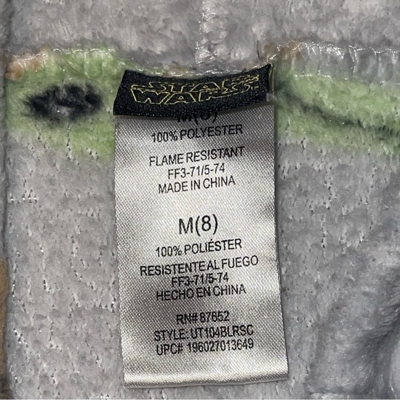 Star Wars Youth Fleece Robe Grey Green Baby Yoda Size 8 ( M) Unisex Soft Warm - Picture 4 of 4
